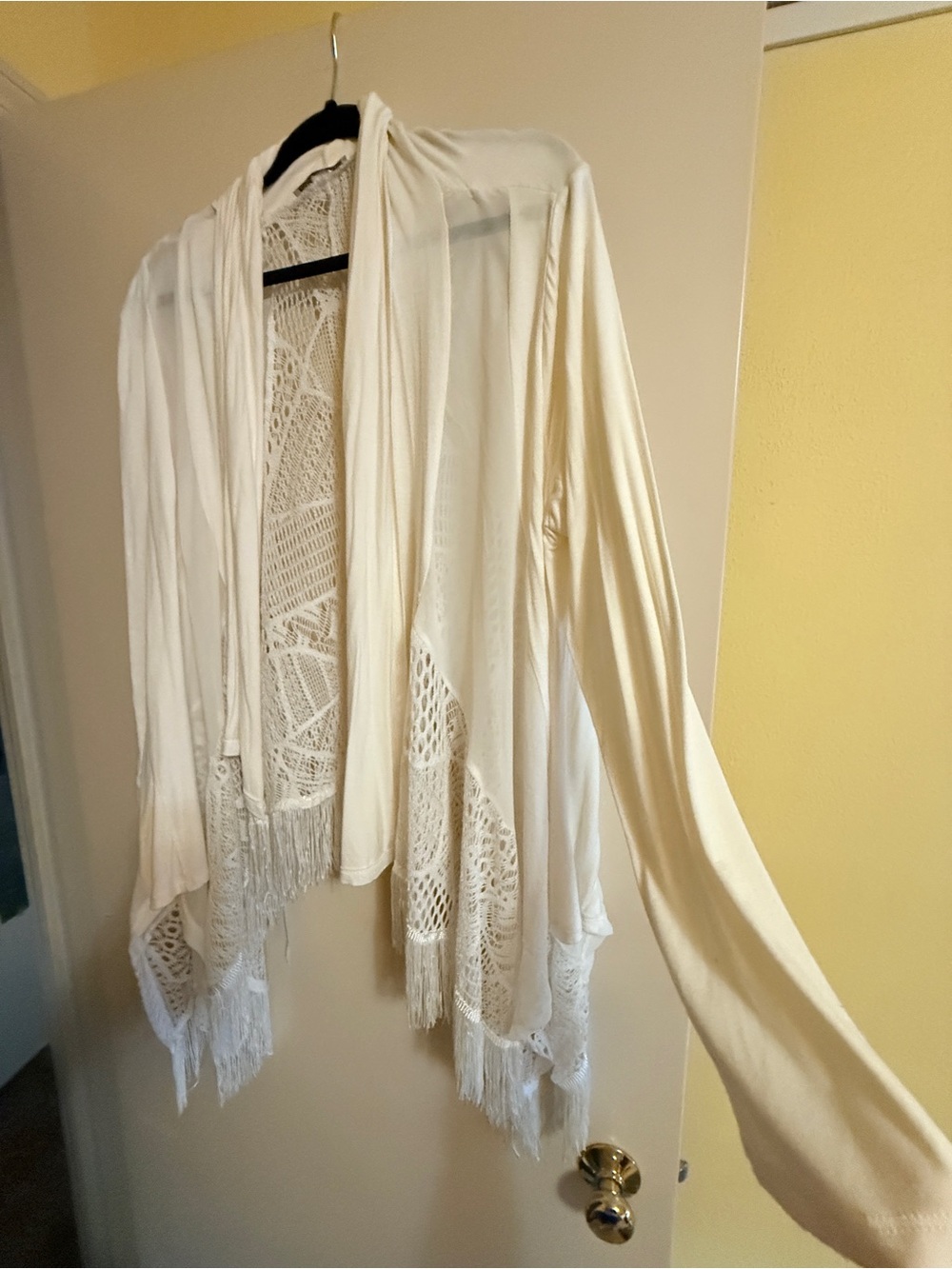 Boho Fringe Open Cardigan - Cream
